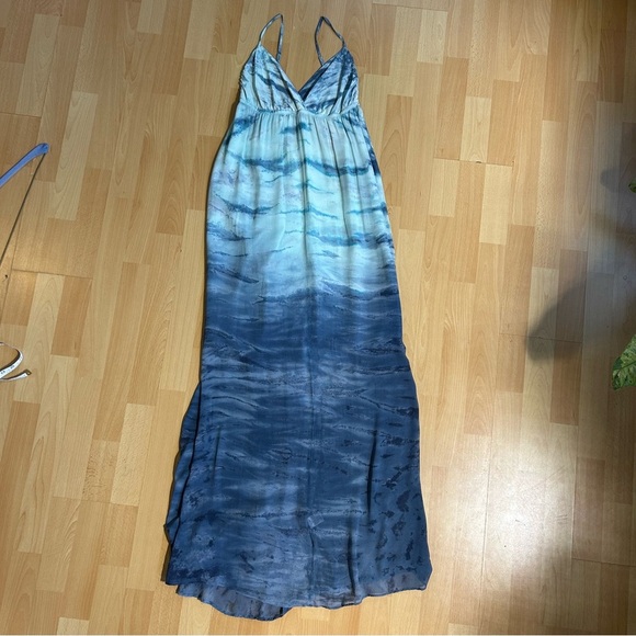 Gypsy 05 Silk Blue Gradient Babydoll Maxi Dress Small - Picture 10 of 16